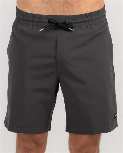 Shop Volcom Stones Hybrid Elastic Waist Shorts In Asphalt Fast Shipping And Easy Returns City