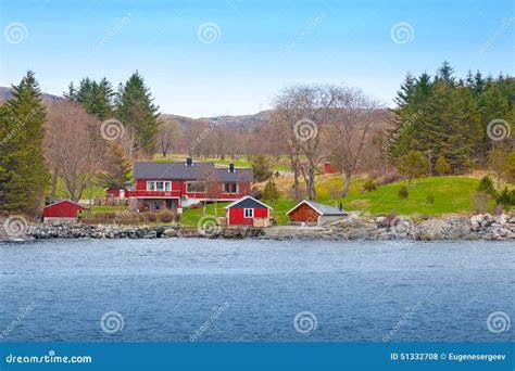 Norwegian Small Village With Colorful Wooden Houses Stock Photo Image