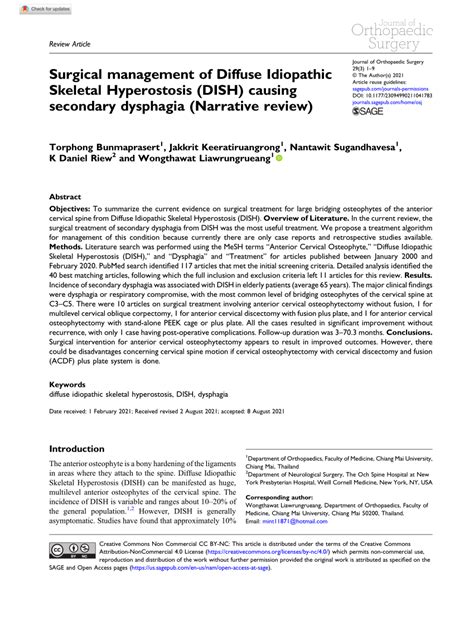 Pdf Surgical Management Of Diffuse Idiopathic Skeletal Hyperostosis Dish Causing Secondary