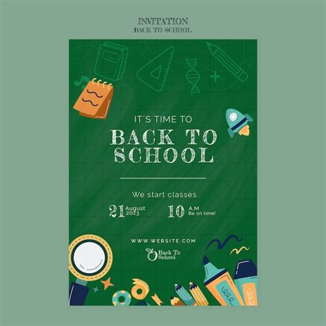 Free Psd Hand Drawn Back To School Invitation Template