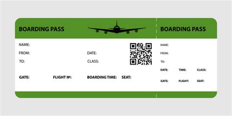 Green Boarding Pass Royalty Free Vector Image Vectorstock