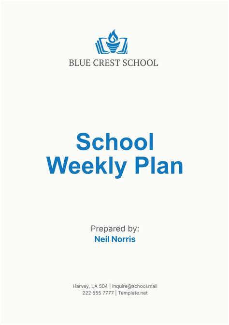 School Weekly Plan Template Edit Online And Download Example