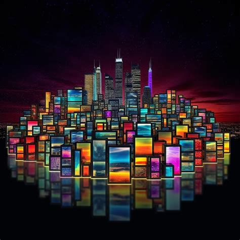 Premium AI Image A Circle Of Colorful Cubes With The Word City On The