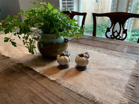 Featuring You Farmhouse Style No Sew Fringed Burlap Table Runner