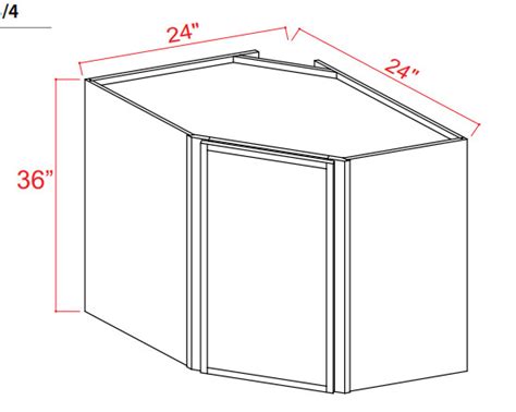 Slim White Oak DCW2436 Diagonal Corner Wall Cabinet Assembled Kitchen