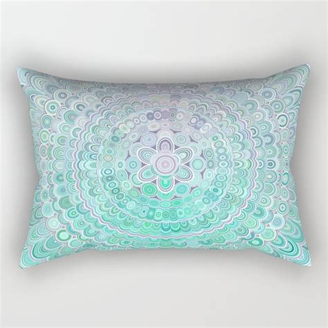 Turquoise Ice Flower Mandala Rectangular Pillow By Mandala Magic By David Zydd Society6