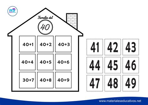 Actividades familia de números del 40 I Material Educativo