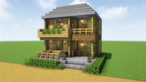 マイクラ建築：石と木で作る実用的な拠点サバイバルハウス。簡単10×10。no 89｜souのマイクラログ