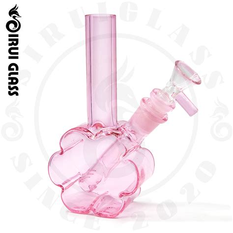 Sirui Pink Glass Smoking Water Pipe Girly Smoking Oil Burner Pipe Flower Oil Rig Dab Rig Pyrex