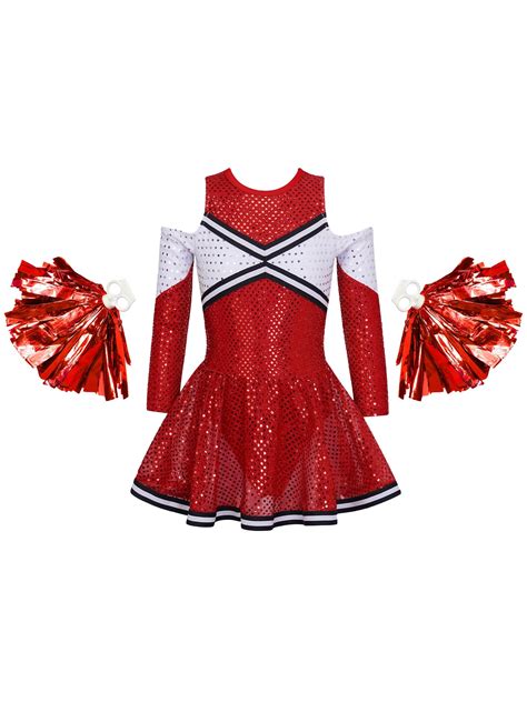 renvena Kids Girls Cheer Uniform Outfit Cheer Leader Costume Cosplay ...