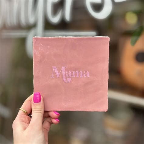 Tegeltje Mama Zachtroze Met Roze Glitter Groene Vingers Delft