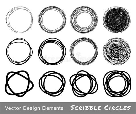 Insieme Dei Cerchi Disegnati A Mano Dello Scarabocchio Illustrazione