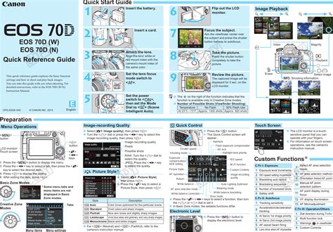 Canon Eos 70D Quick Reference Guide