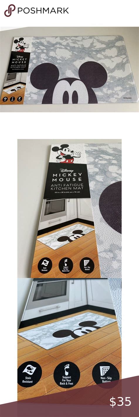 Disney Anti Fatigue Kitchen Mat Rug MICKEY MOUSE Grey/White Marble ...