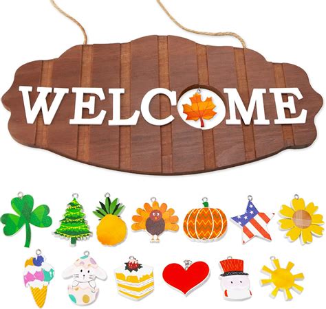 Interchangeable Seasonal Welcome Sign For Front Door Decor