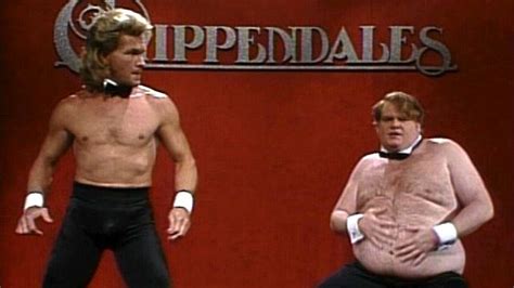 Patrick Swayze And Chris Farley In A Skit About Chippendale Audition