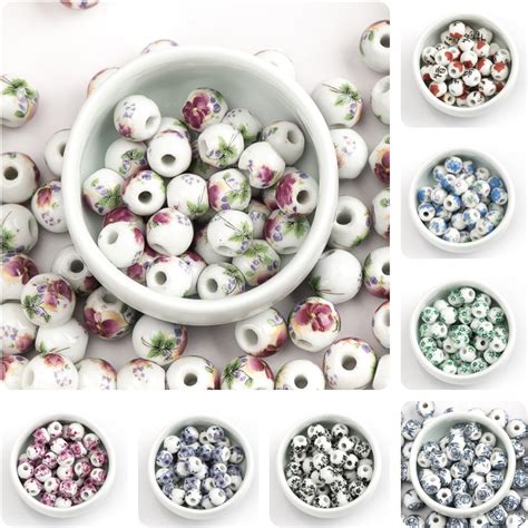 Perles En C Ramique Fleurs Uniques 40 Pi Ces Pierre Non Naturelle Pour