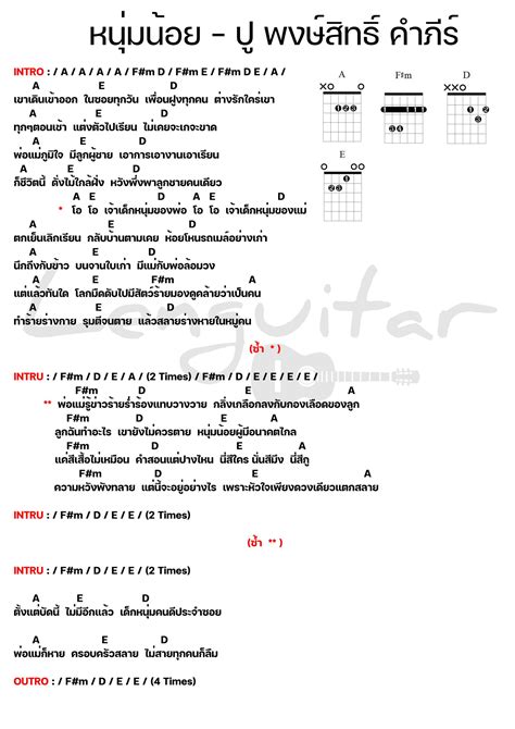 คอร์ดเพลง หนุ่มน้อย ปู พงษ์สิทธิ์ คำภีร์ คอร์ดเพลงง่ายๆ Lenguitar