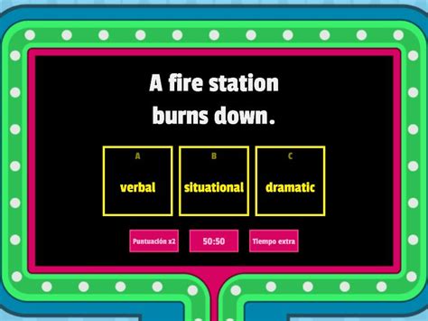 Types of Irony: verbal, situational and dramatic - Gameshow quiz