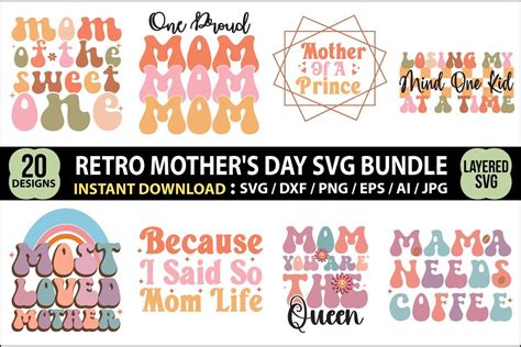 Retro Mothers Day Svg Bundle Bundle · Creative Fabrica