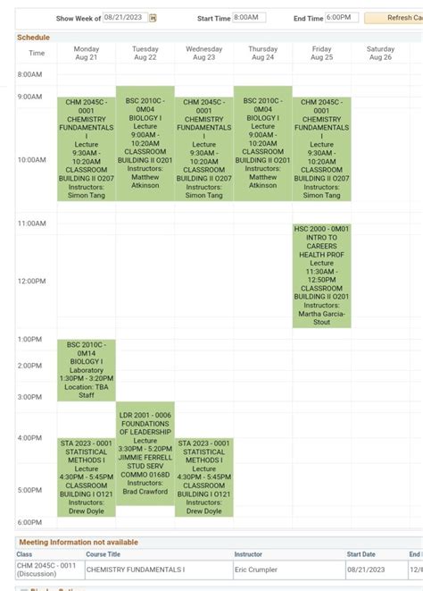 Freshman Schedule R Ucf