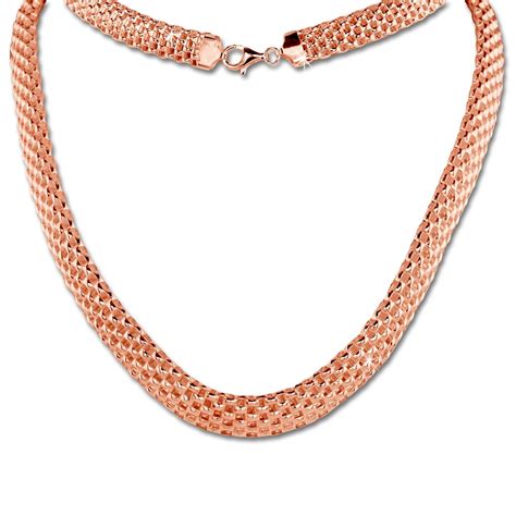 Silberdream Collier Kette Geflecht Rose Vergoldet Damen Ca Cm Sdk E