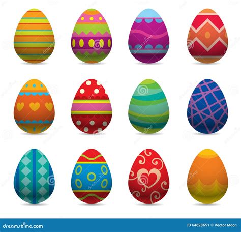 Iconos Planos Del Estilo Del Vector De Los Huevos De Pascua Encendido