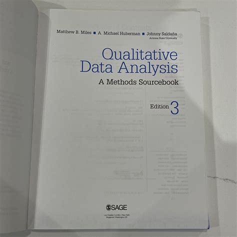 Qualitative Data Analysis A Methods Sourcebook By A Michael Huberman Matthew 9781452257877 Ebay