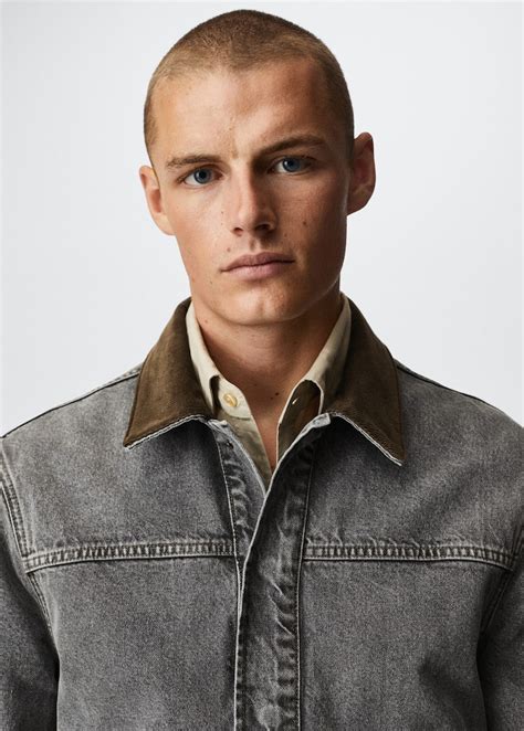 Denim Jacket With Corduroy Collar Men Mango Man Usa