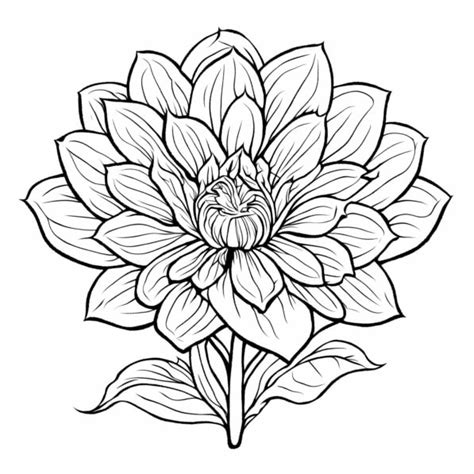 Télécharger Fleur de Dahlia Noir et Blanc pour Pages à Colorier