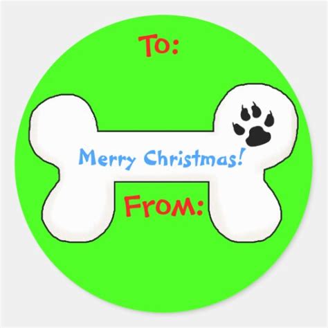 Dog Bone Christmas Gift Tag Stickers | Zazzle