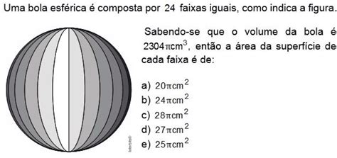 Solved Uma bola esférica é composta por 24 faixas iguais algebra