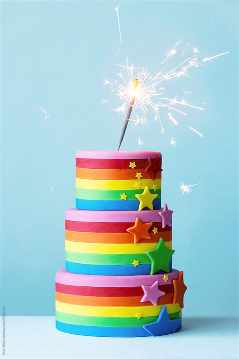 Colorful Rainbow Colored Celebration Birthday Cake By Stocksy Contributor Ruth Black Stocksy