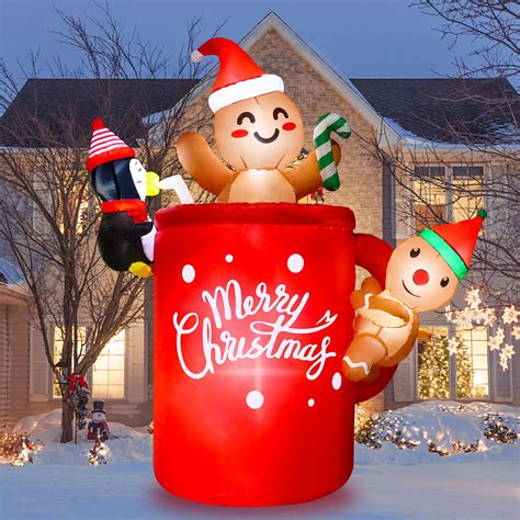 Ft Tall Christmas Inflatable Decoration Gingerbread Man In Hot Cocoa