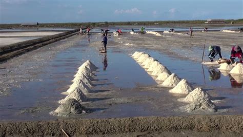 Process Of Obtaining Salt By Evaporation Of Sea Water In A Lake Stock Footage Video 9211139 ...