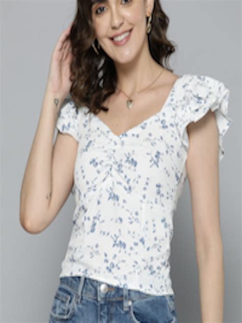 Buy Mast And Harbour Floral Print Sweetheart Neck Flutter Sleeve Smocked