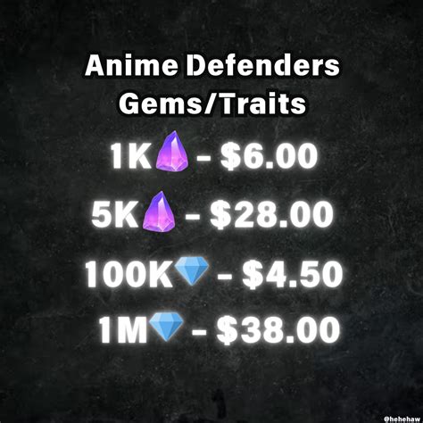 Anime Defender Gems Trait Crystal Rerolls Roblox Anime Defenders Ad