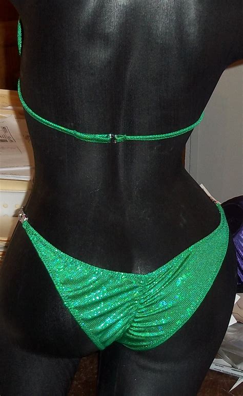 Style 969 Kelly Green Metallic Hologram Competition Bikini With