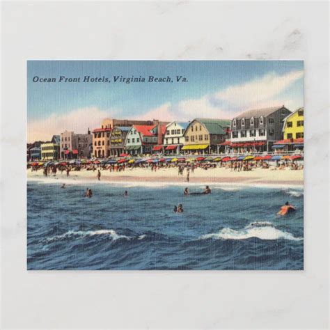 Vintage Ocean Front Hotels Virginia Beach Va Postcard Zazzle