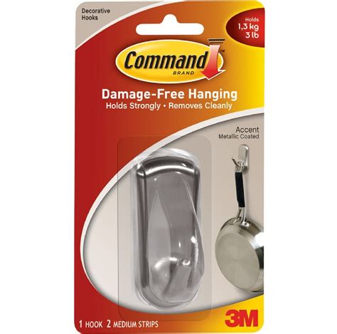 M Command Bn Accent Medium Brushed Nickel Hook Hook Strips