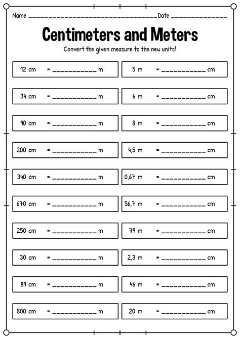 Centimeter Measuring Worksheet