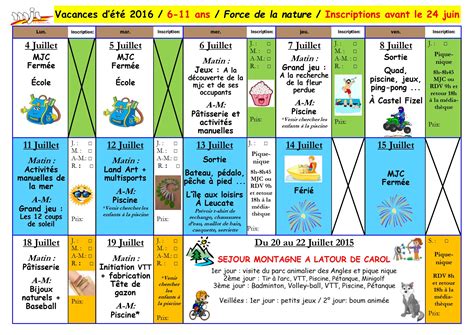 Programme Vacances D T Des Ans Maison Des Jeunes Et De La