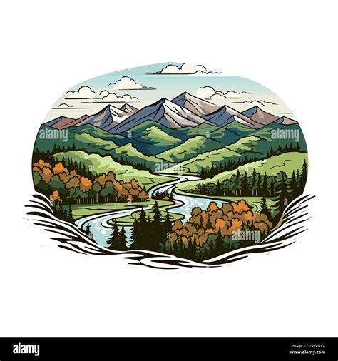 Great Smoky Mountains Hand Drawn Comic Illustration Great Smoky