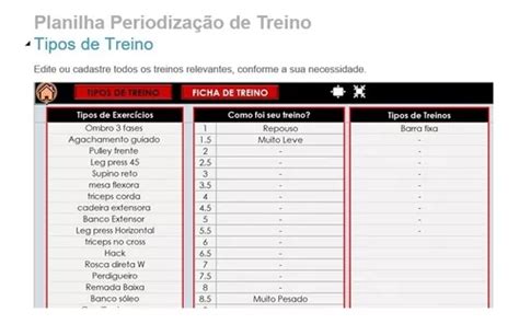 Planilha De Treino Em Excel Kit Personal Trainer Lucox Cl