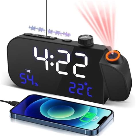 Liorque Projection Alarm Clock For Bedroom Alarm Clock