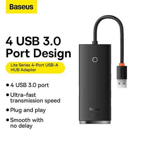 Baseus Lite Series 4 Port USB A HUB Adapter 6M BaduDeal