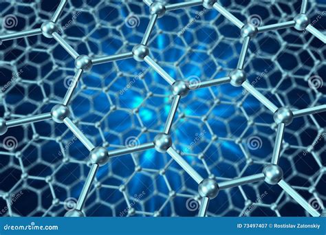 Model Structure Of Graphene Sheets On A Blue Background 3d