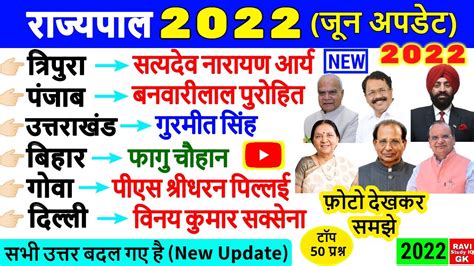 सभी 28 राज्यों के राज्यपाल 2022 All States Governor Rajyo Ke