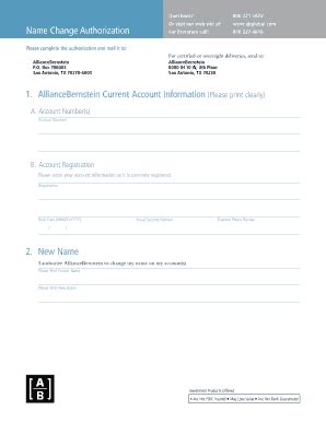 Fillable Online Name Change Authorization Form Alliancebernstein Fax