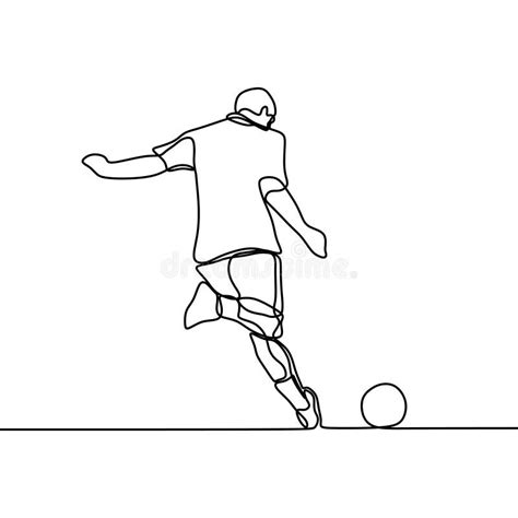 Football Player Kick A Ball Continuous Line Drawing Stock Vector